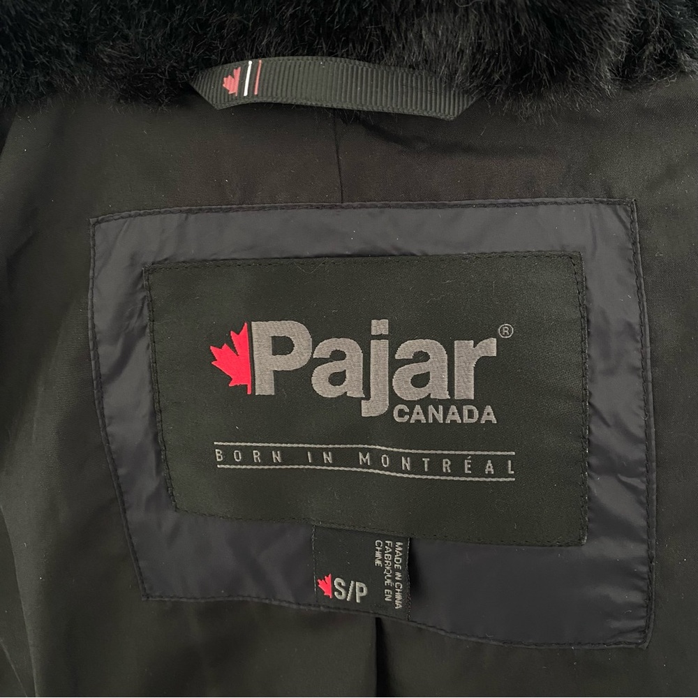 PAJAR CANADA cece black faux fur lined hood zip up long down feather jacket - Picture 9 of 13
